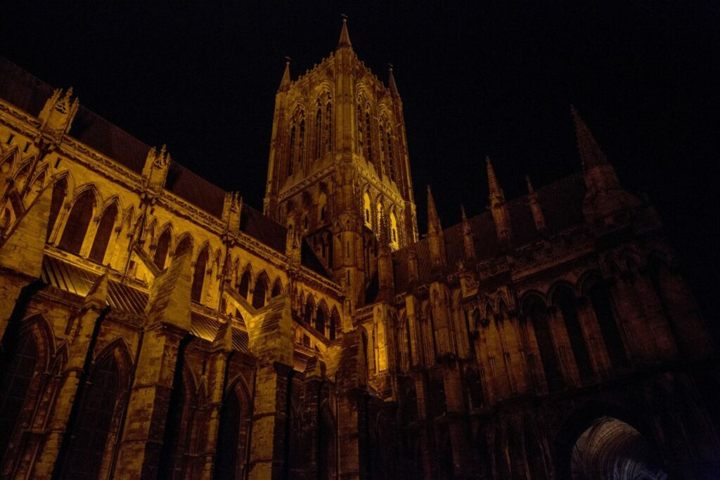Lincoln Cathedral at nighttime