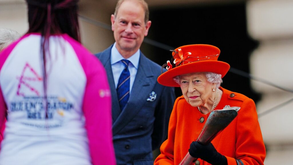 Kadeena Cox receiving the Baton from The Queen at the Queen's Baton Relay launch from Her Majesty The Queen.