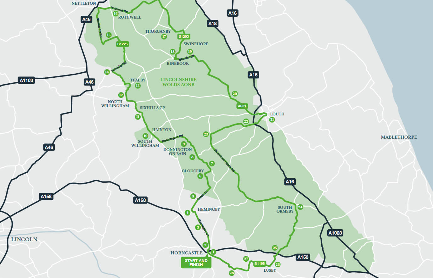 Lincolnshire Wolds' Challenge Map