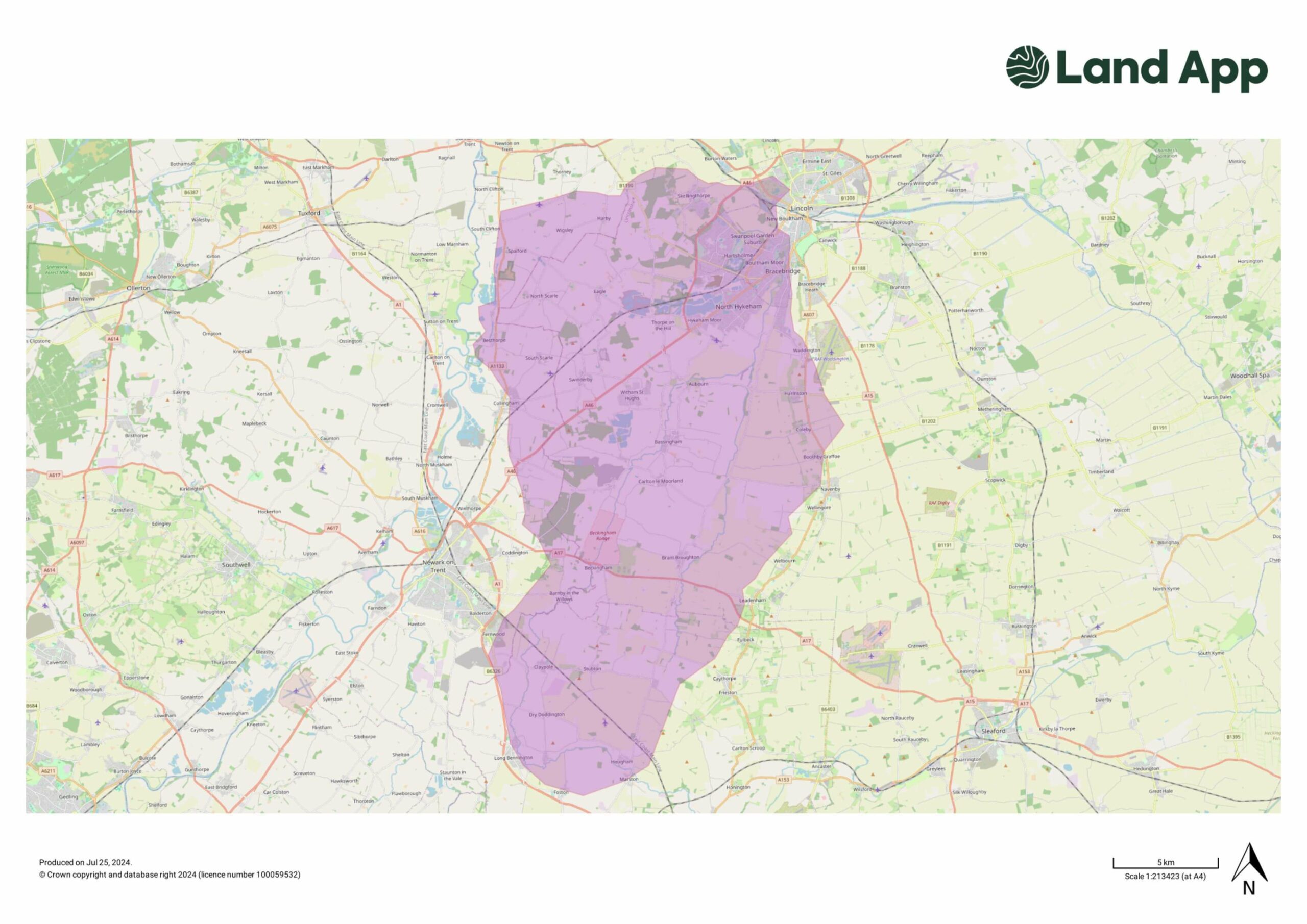 Map of Lincoln and Witham Landscape Recovery project area