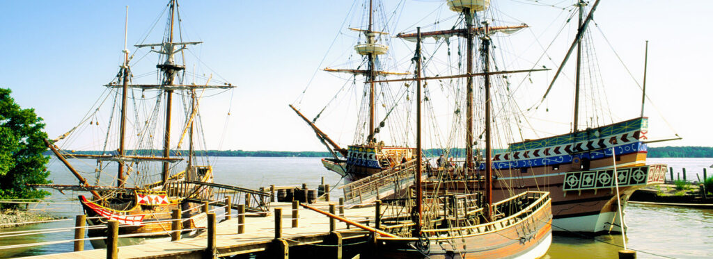 USA. Replicas of English colonists ships USA. Replicas of English colonists ships