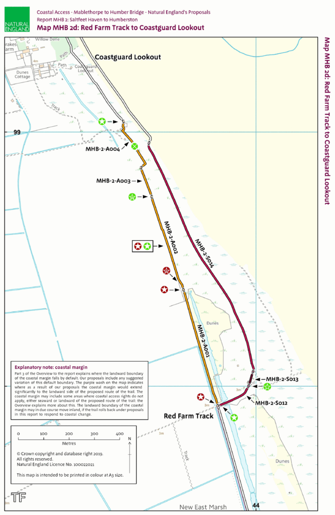 Mablethorpe - Humber: Bridge Red Farm Track to Coastguard Lookout Map