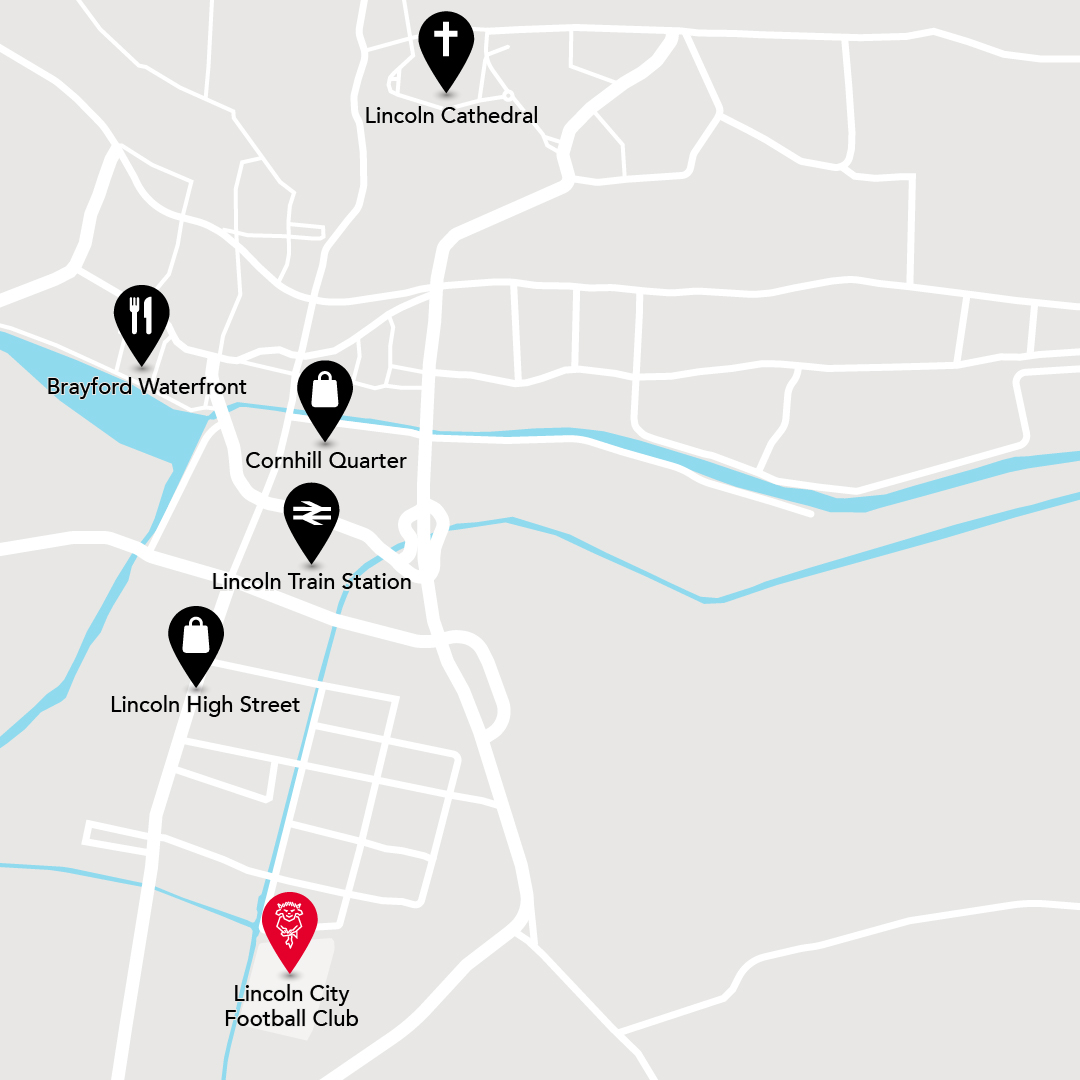 Lincoln City Away Day Map Lincoln City Away Day Map