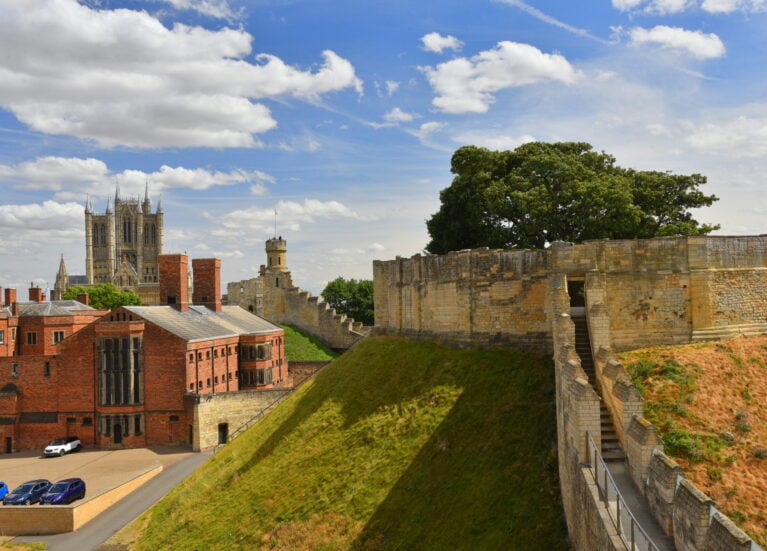 Lucy tower, victorian prison of lincoln castle, cathedral in background Lucy Tower, Victorian prison of Lincoln Castle, Cathedral in background