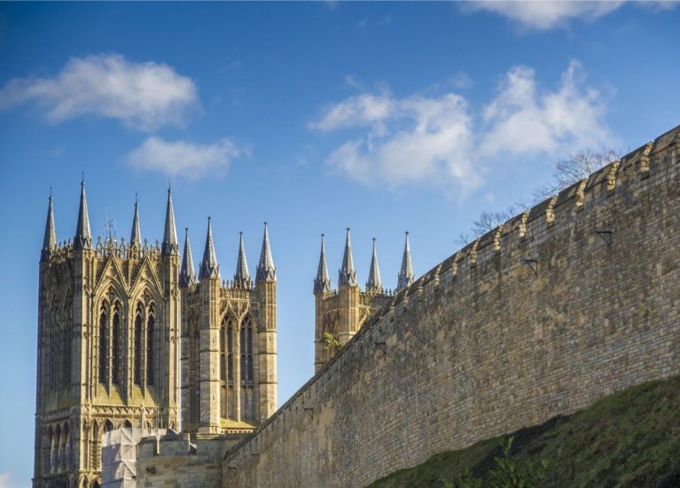 Lincoln Cathedral over Castle Wall