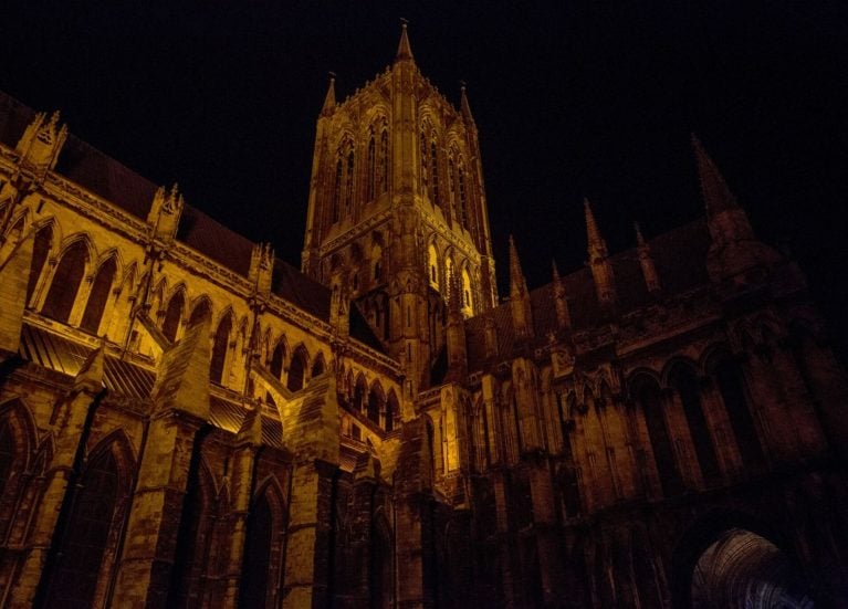 Lincoln Cathedral at nighttime